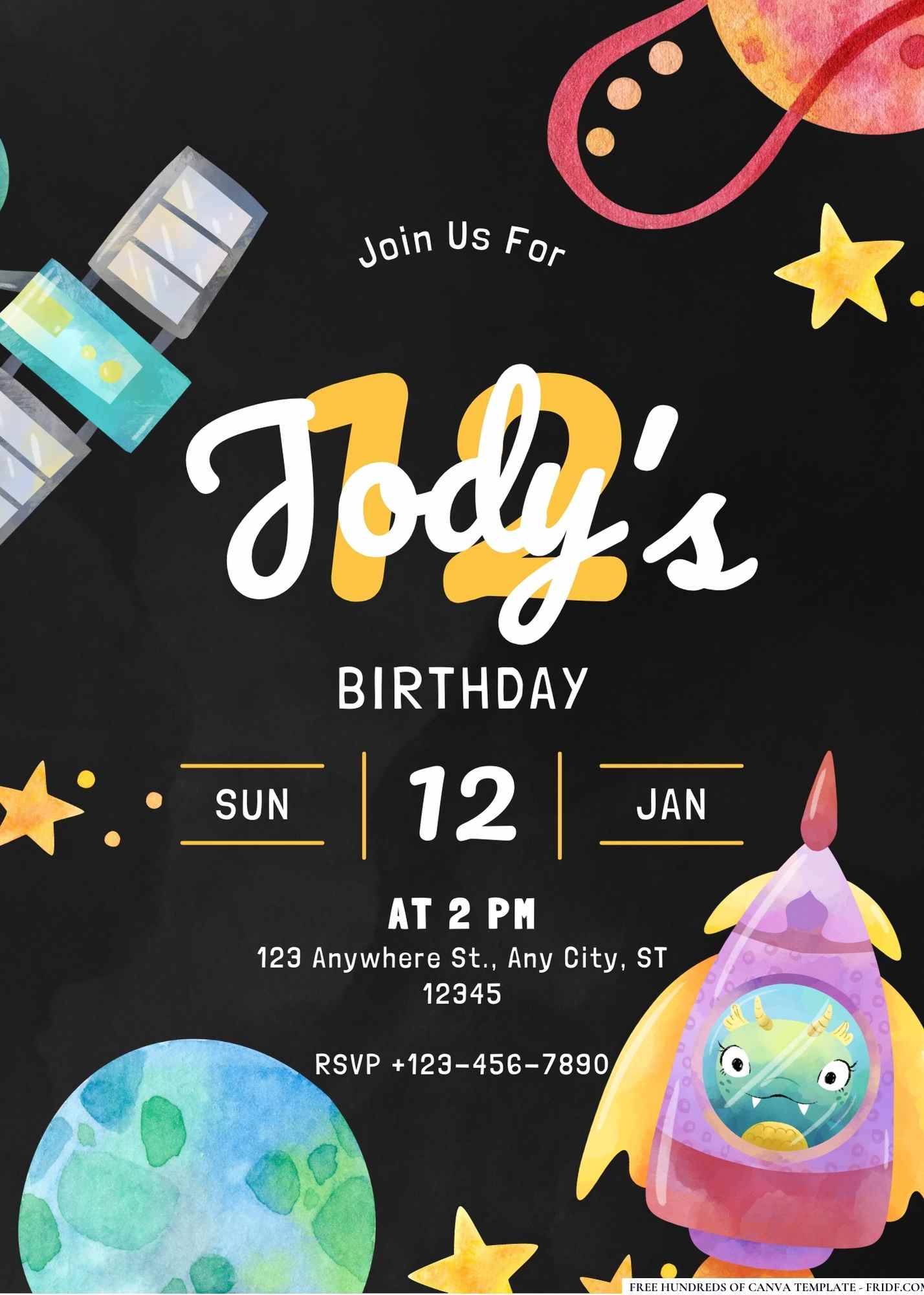 FREE Editable Outer Space Birthday Invitations