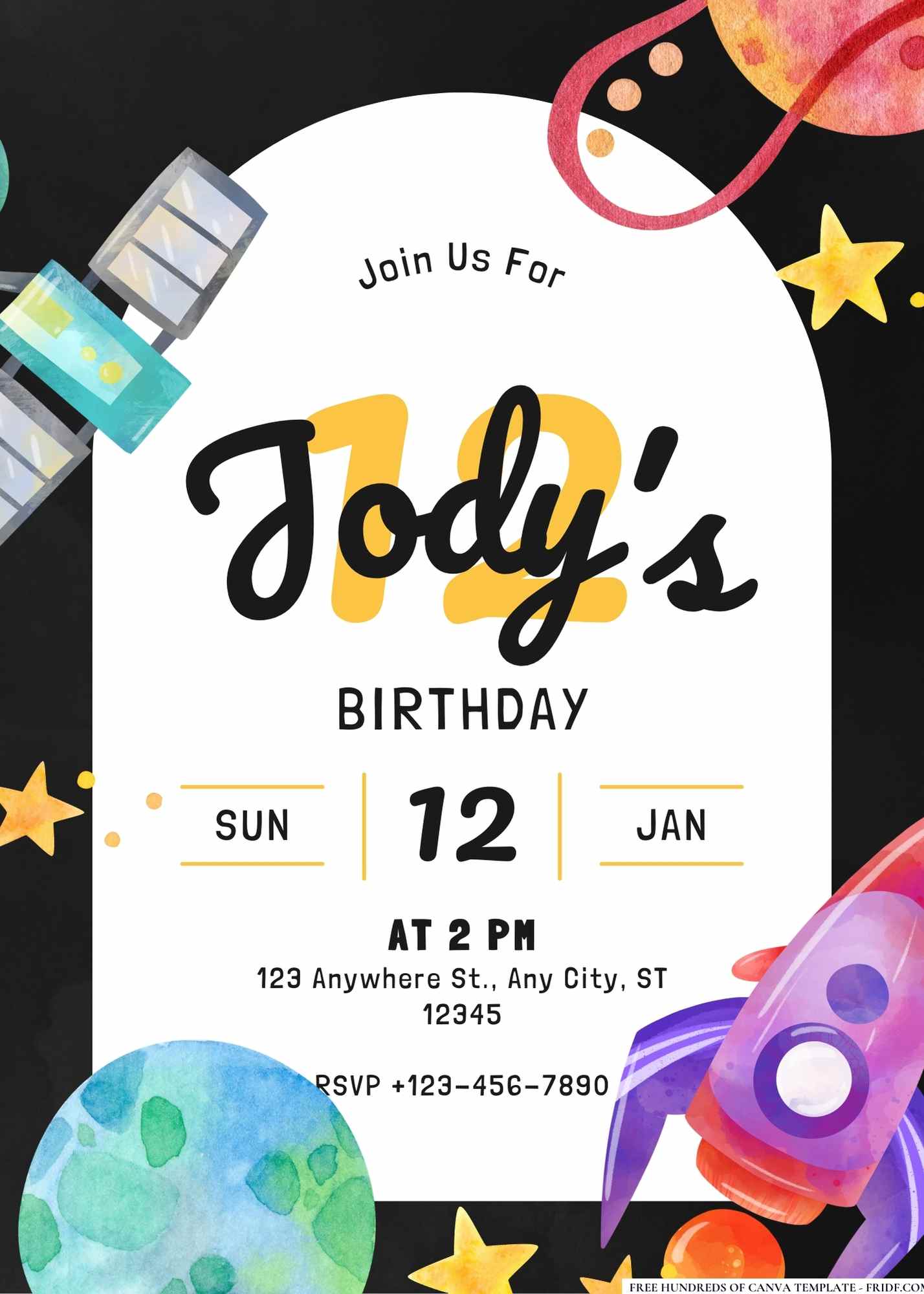 FREE Editable Outer Space Birthday Invitations