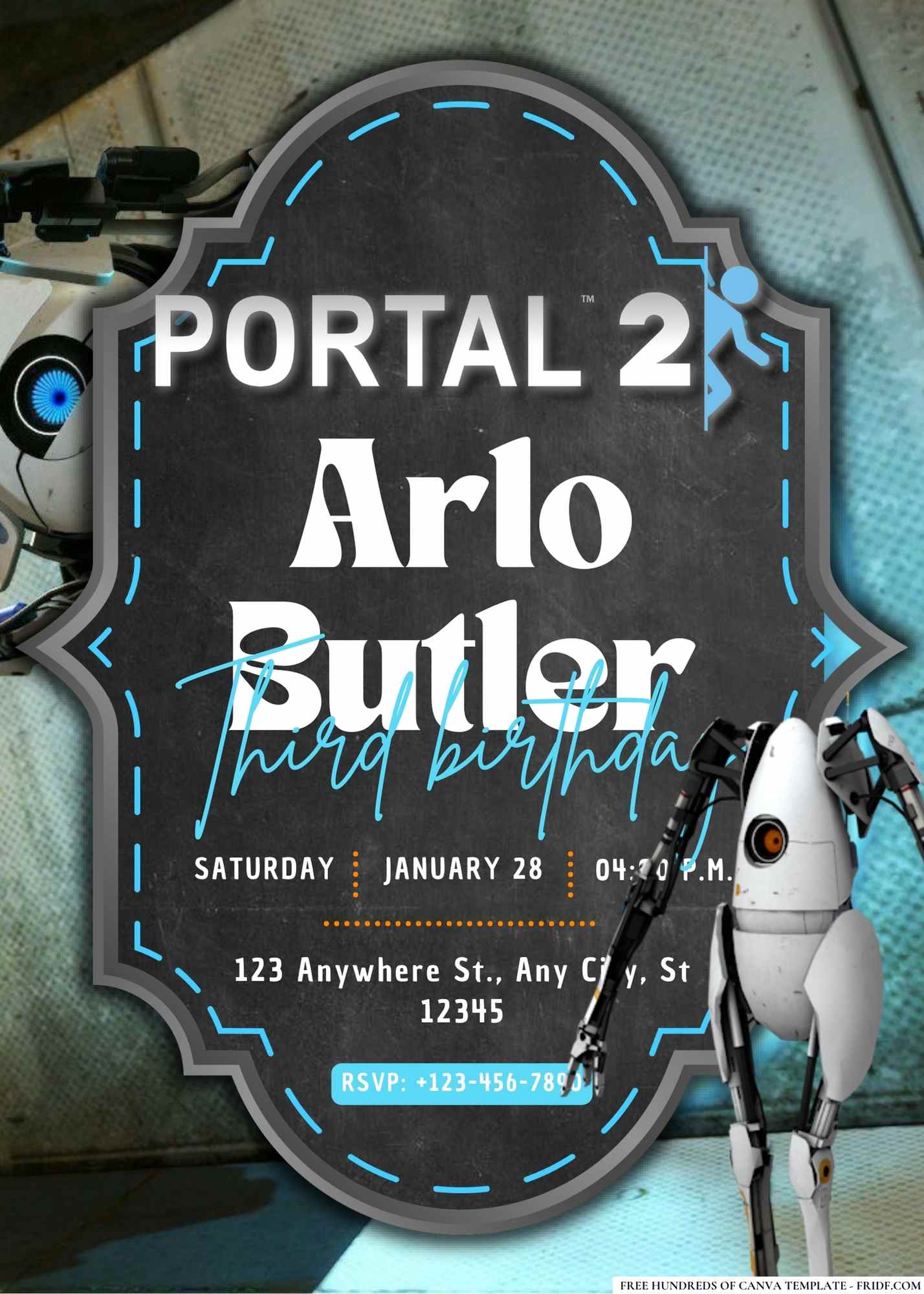 FREE Editable Portal 2 Birthday Invitation