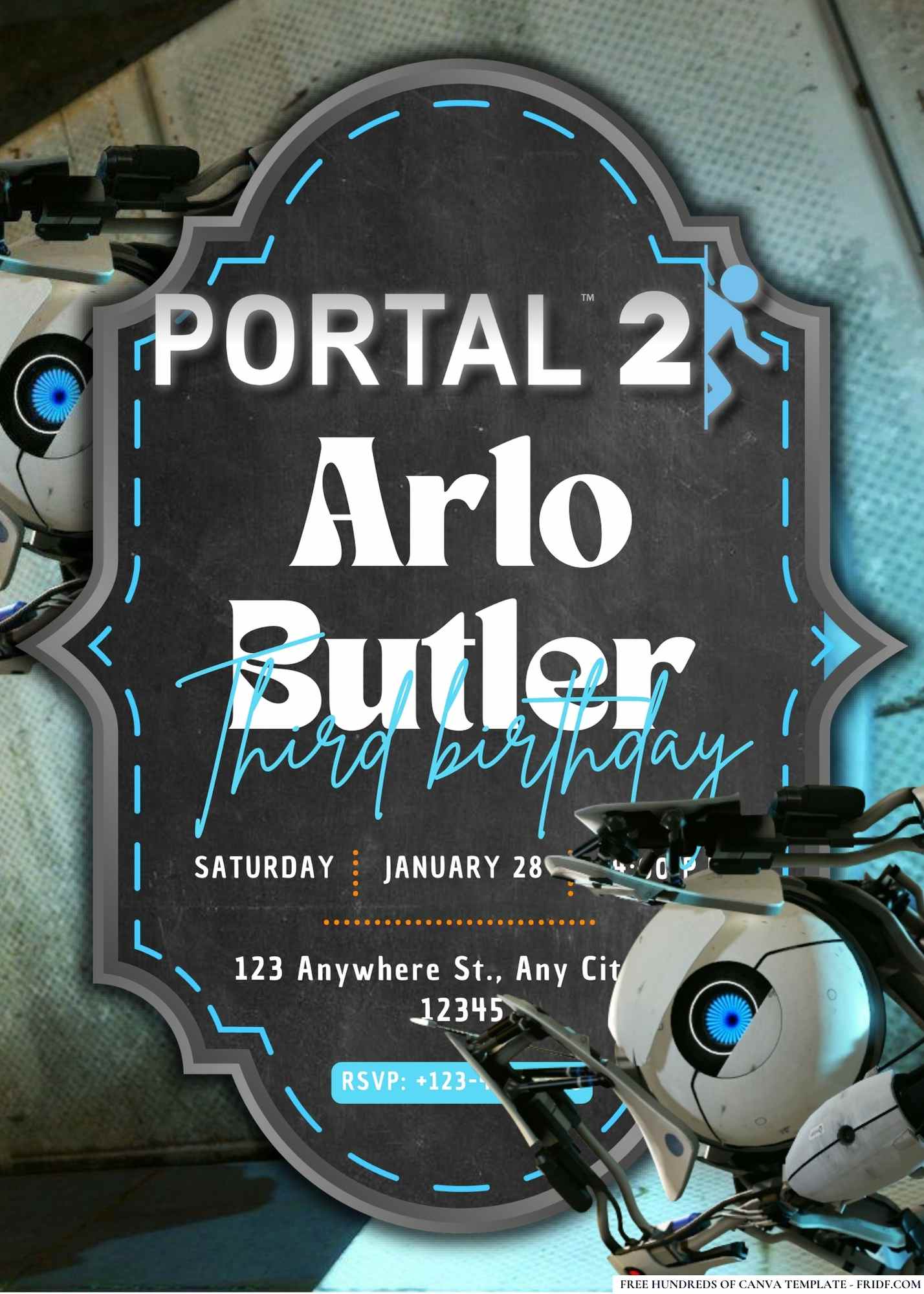 FREE Editable Portal 2 Birthday Invitation