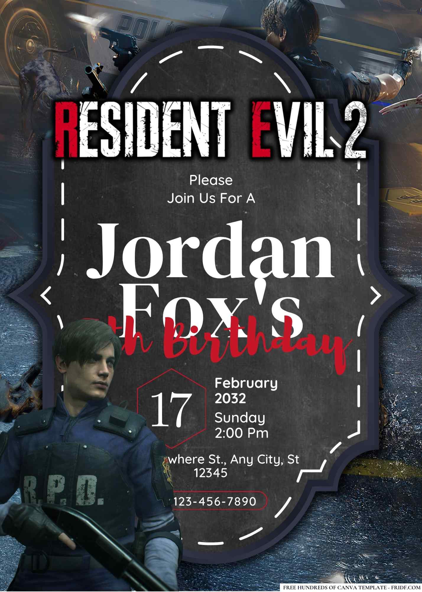 FREE Editable Resident Evil 2 Birthday Invitation