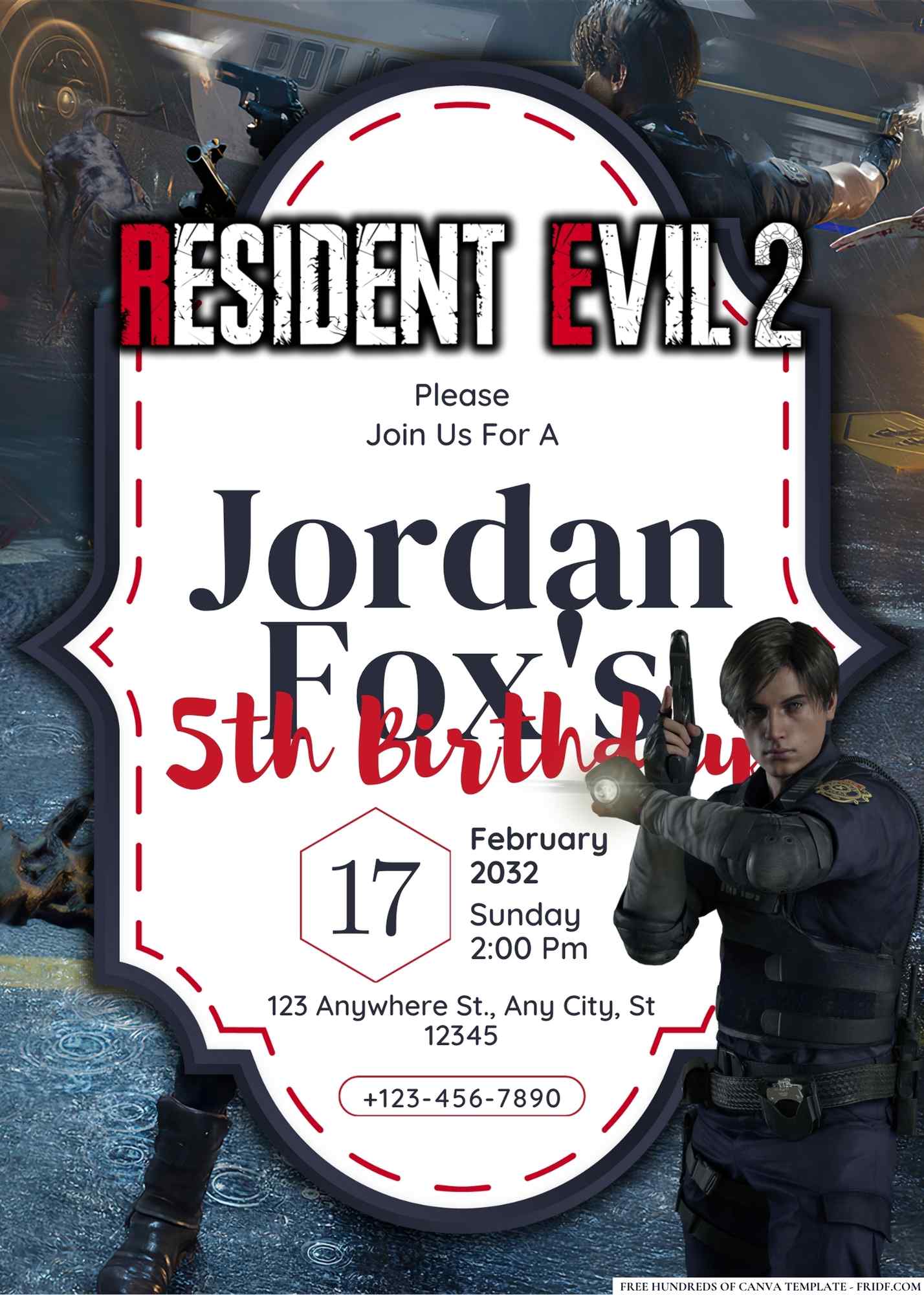 FREE Editable Resident Evil 2 Birthday Invitation