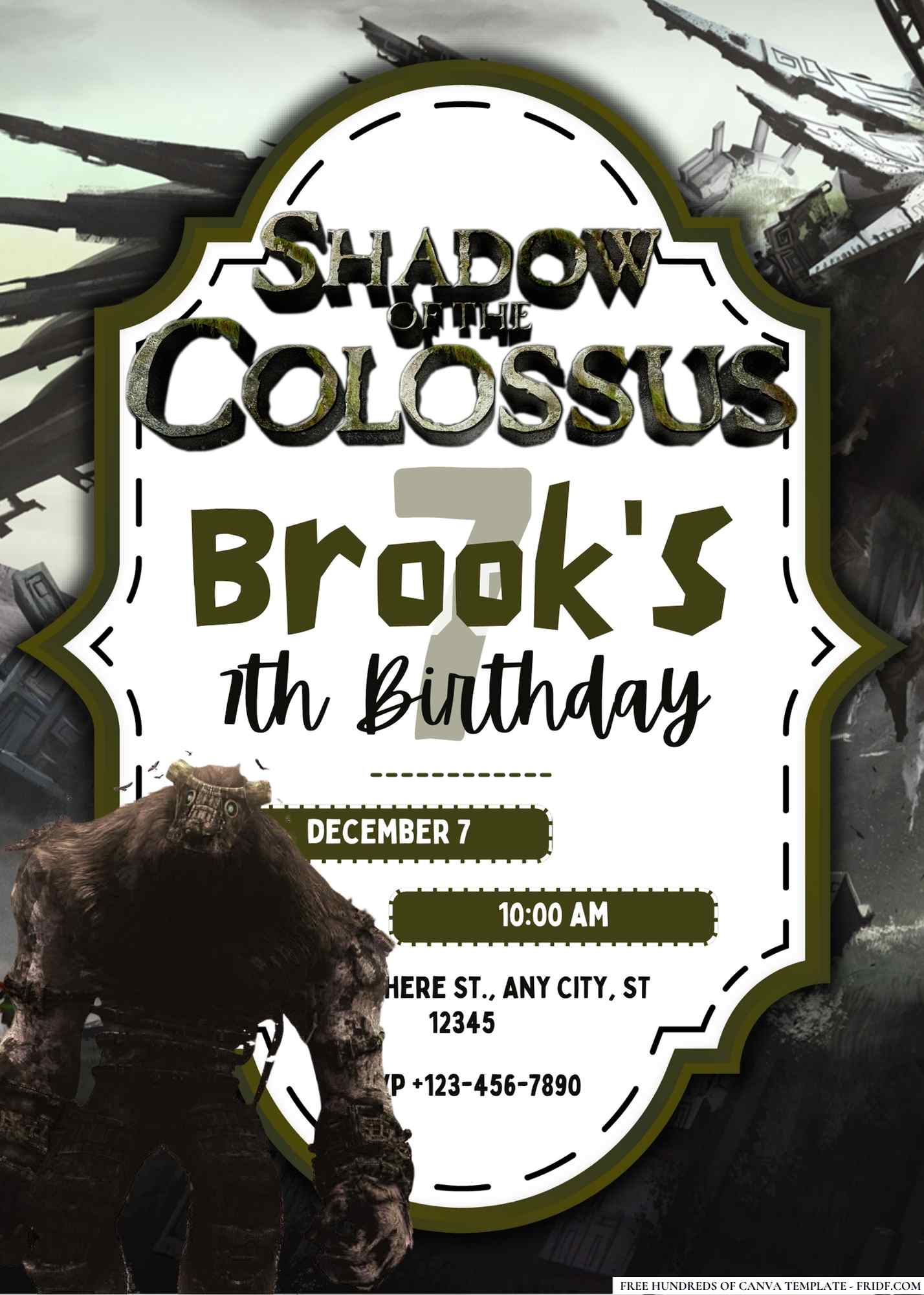 FREE Editable Shadow of the Colossus Birthday Invitation