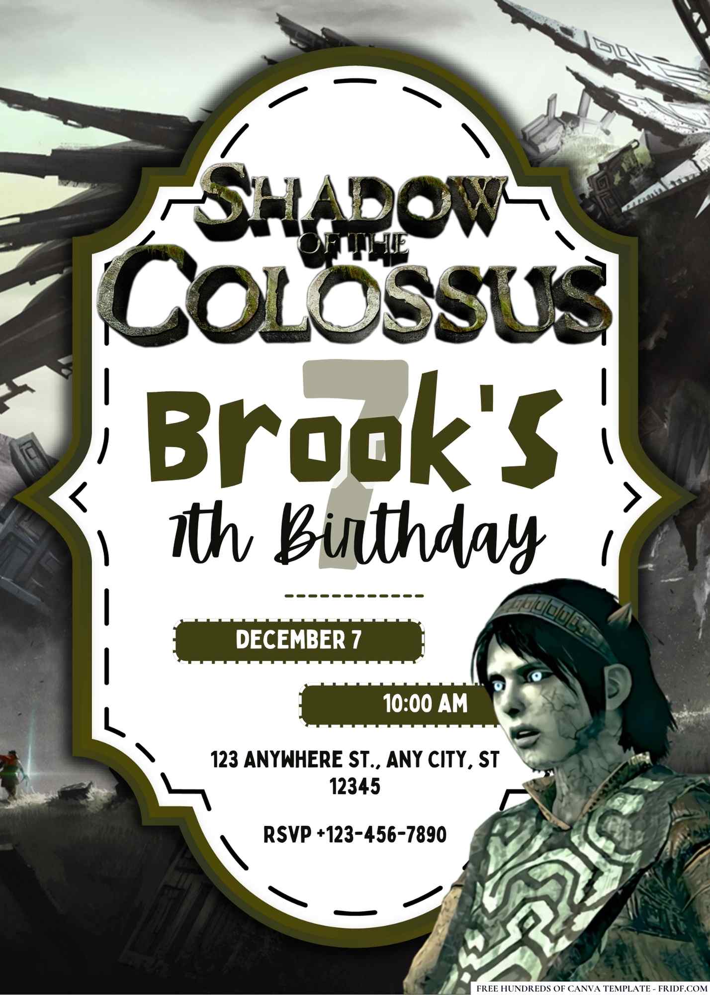 FREE Editable Shadow of the Colossus Birthday Invitation