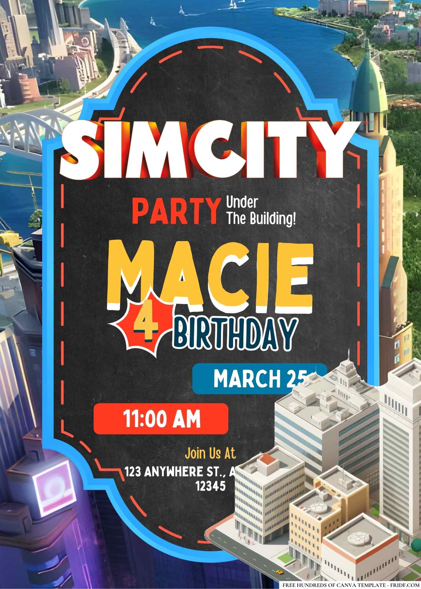 FREE Editable SimCity Birthday Invitation