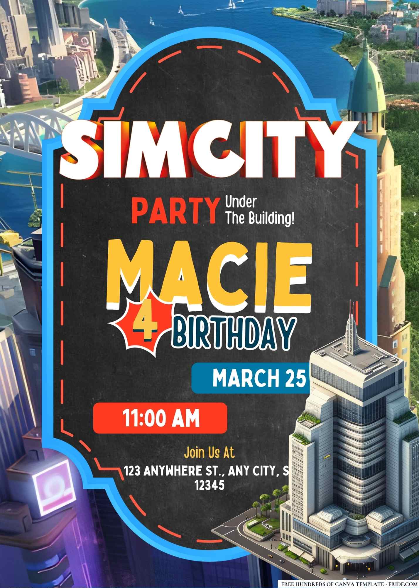 FREE Editable SimCity Birthday Invitation