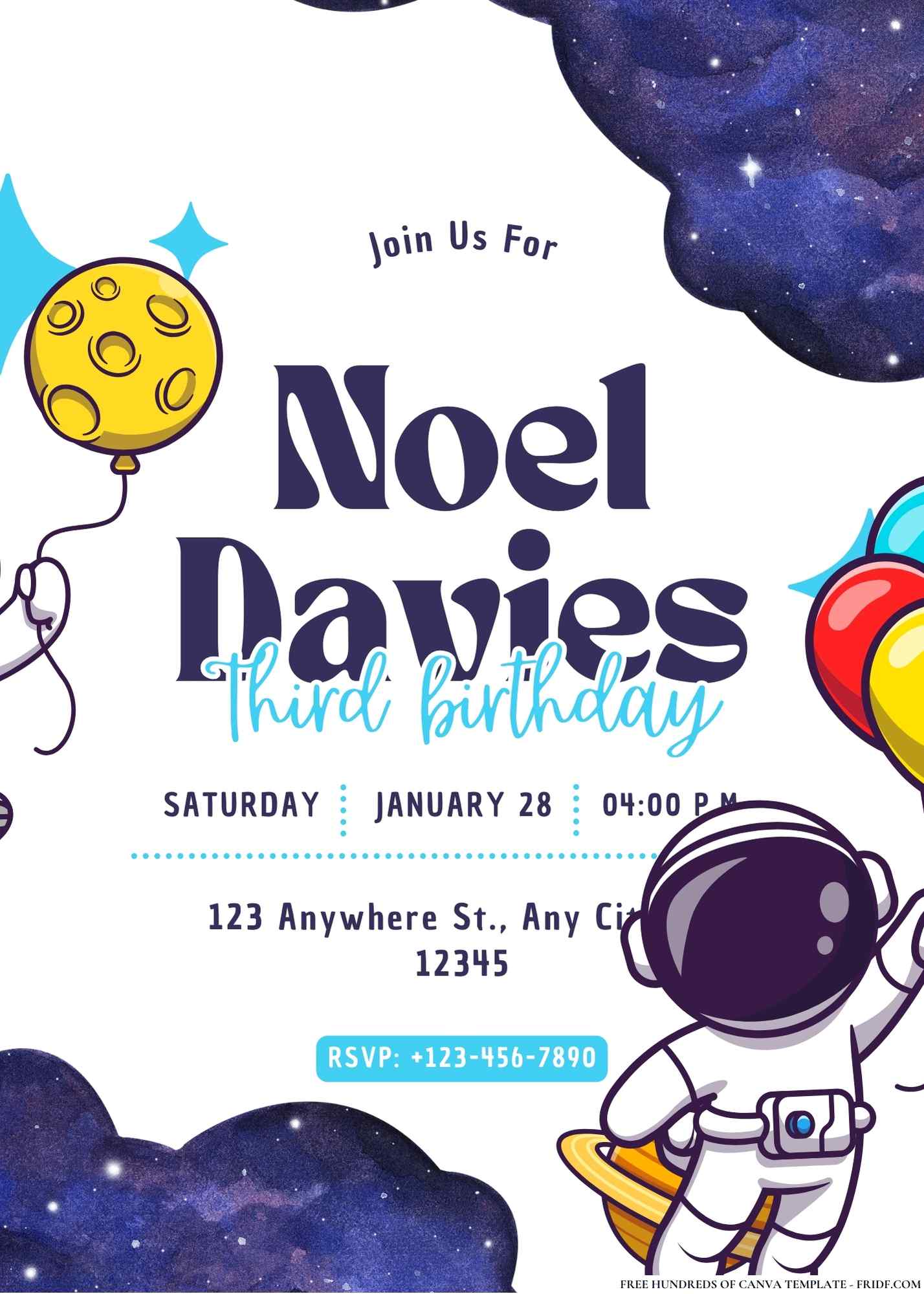 FREE Editable Space Adventure Birthday Invitations