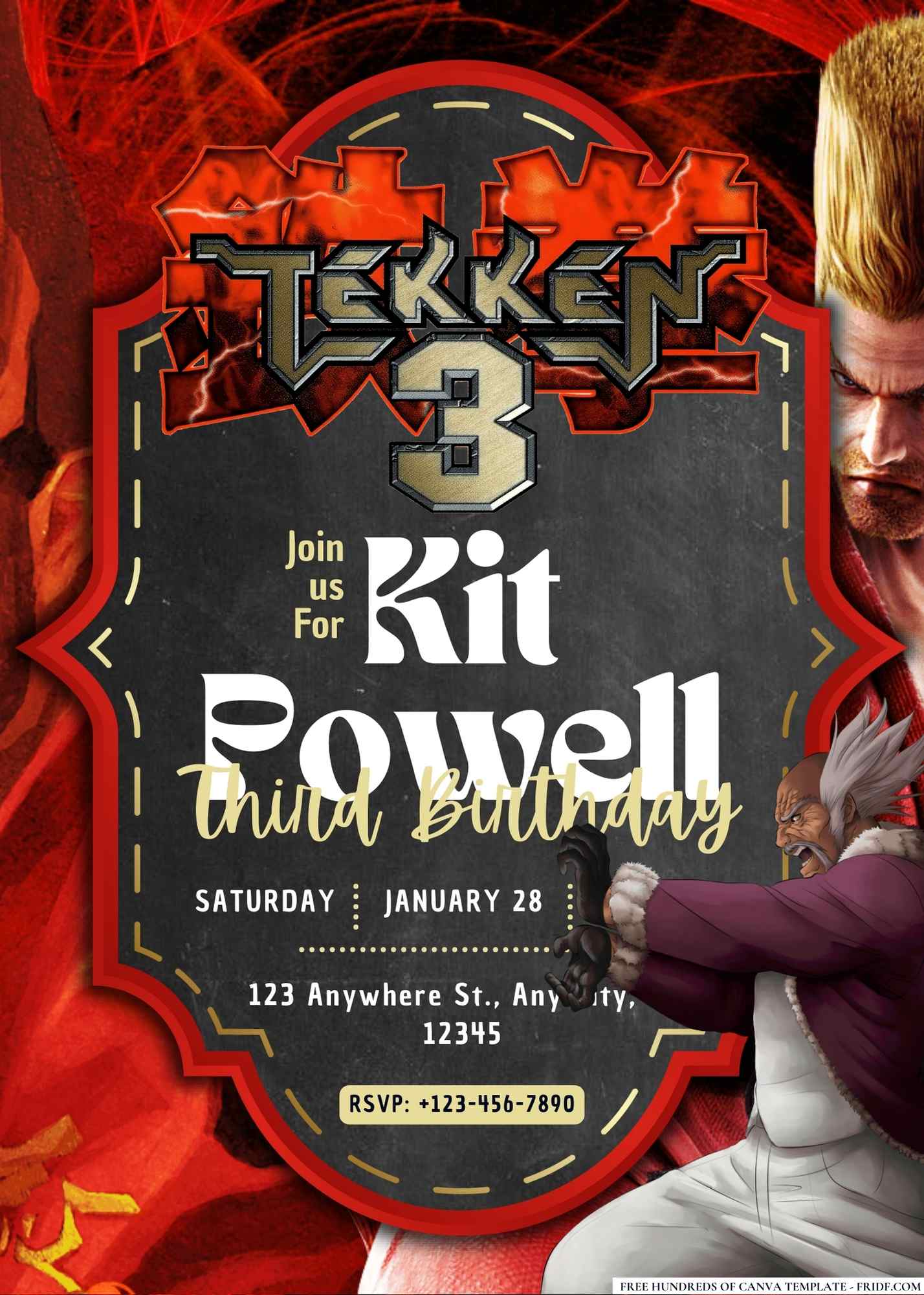 FREE Editable Tekken 3 Birthday Invitation