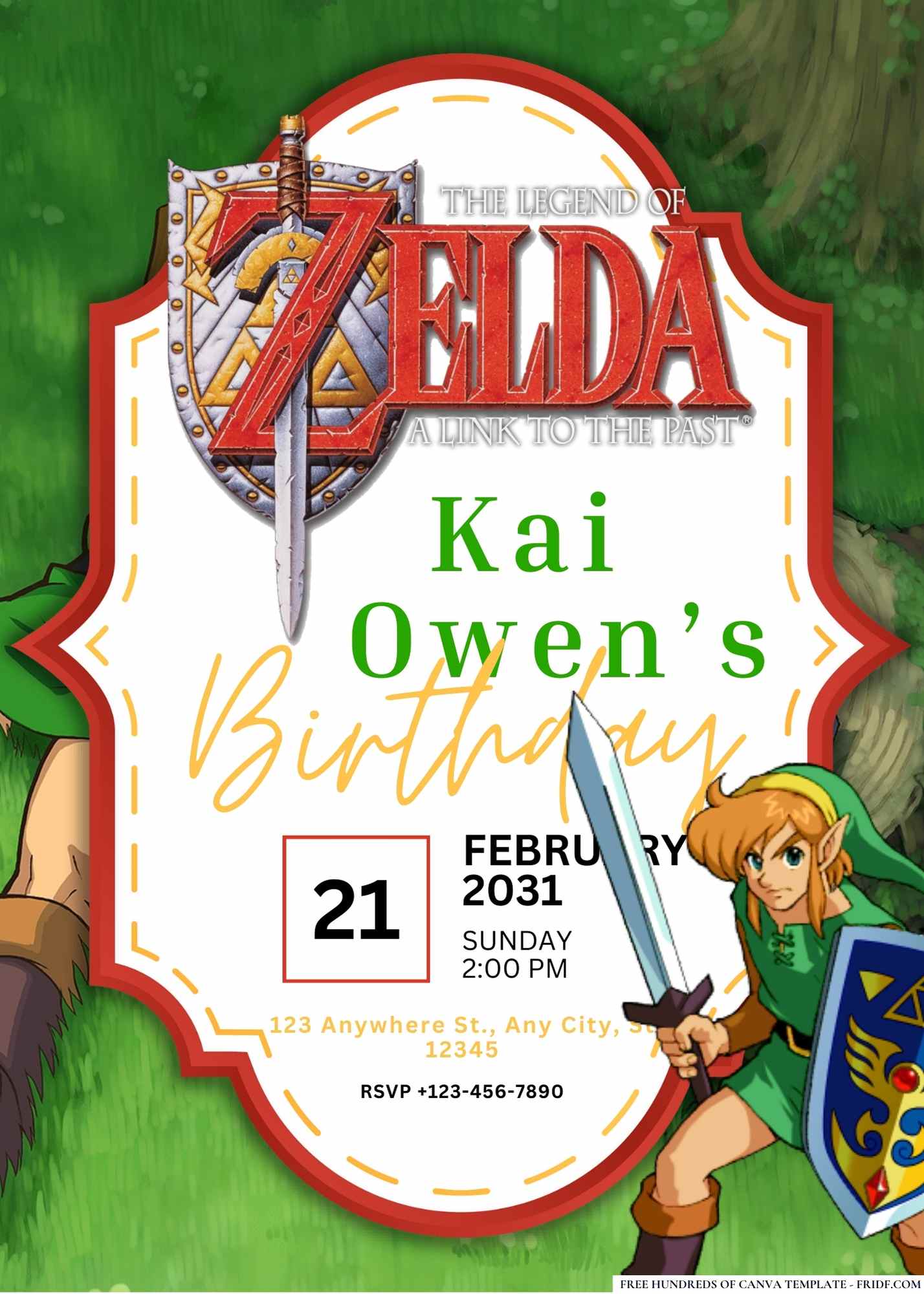 FREE Editable The Legend of Zelda A Link to the Past Birthday Invitation