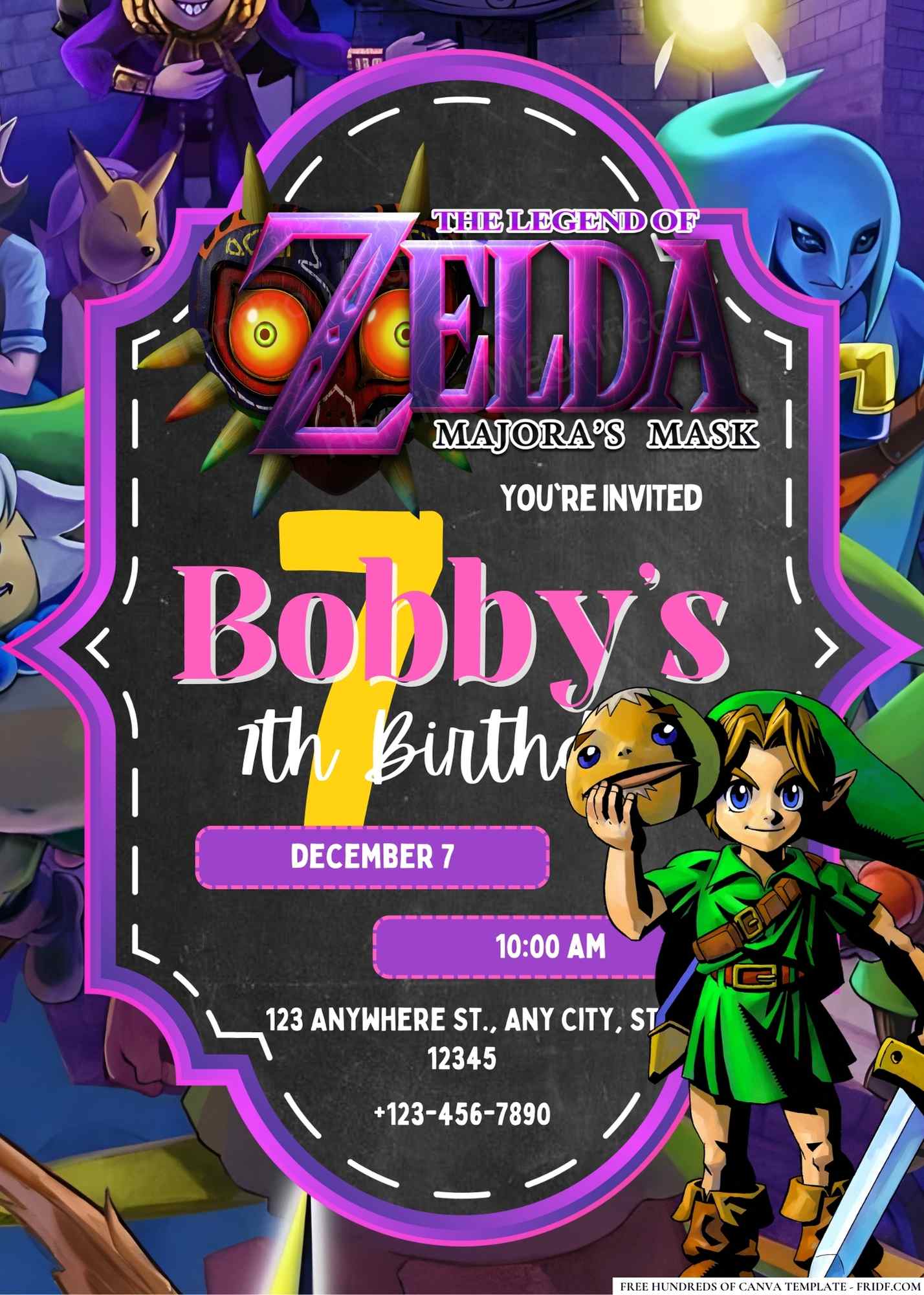FREE Editable The Legend of Zelda: Majora’s Mask Birthday Invitation