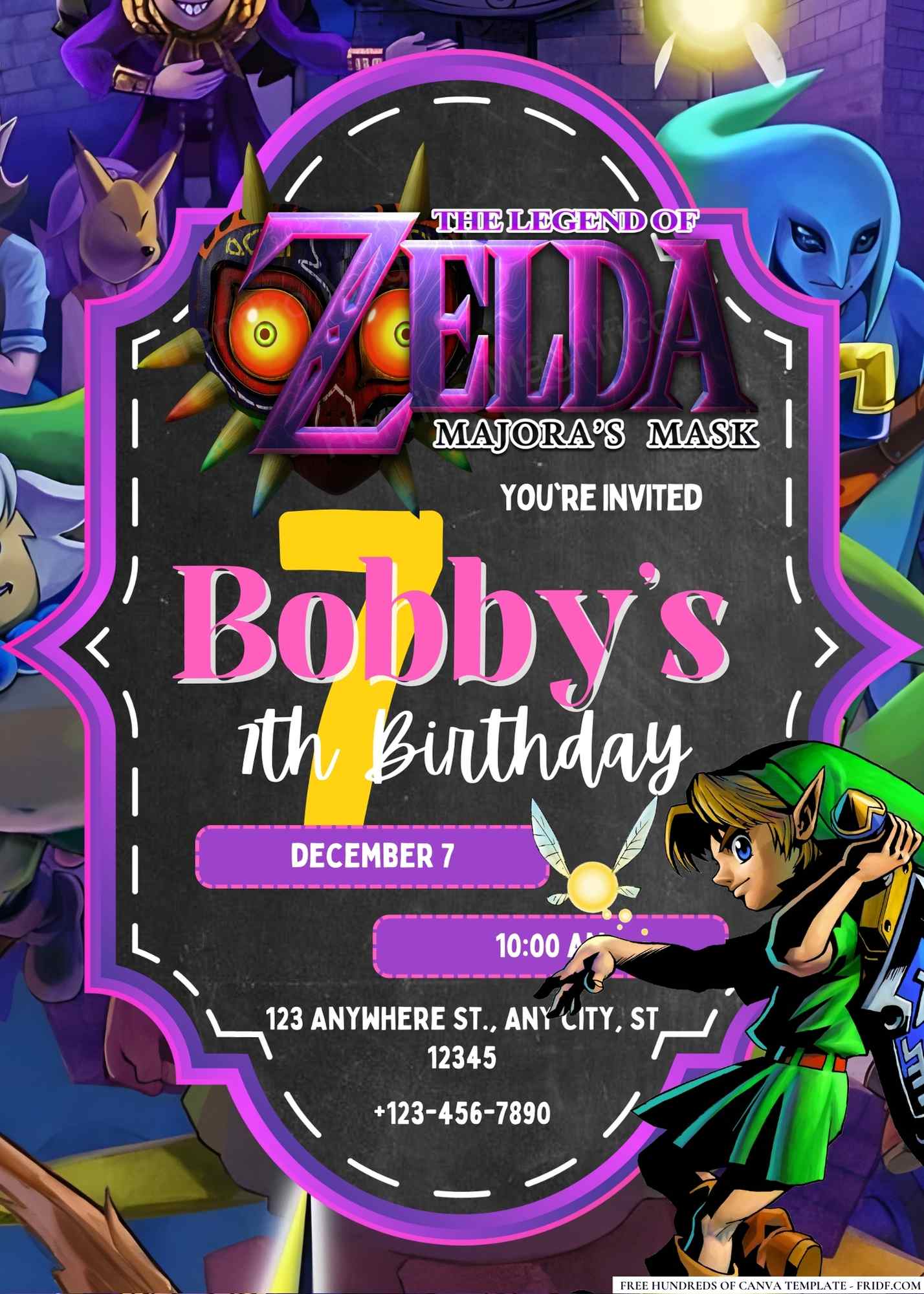 FREE Editable The Legend of Zelda: Majora’s Mask Birthday Invitation