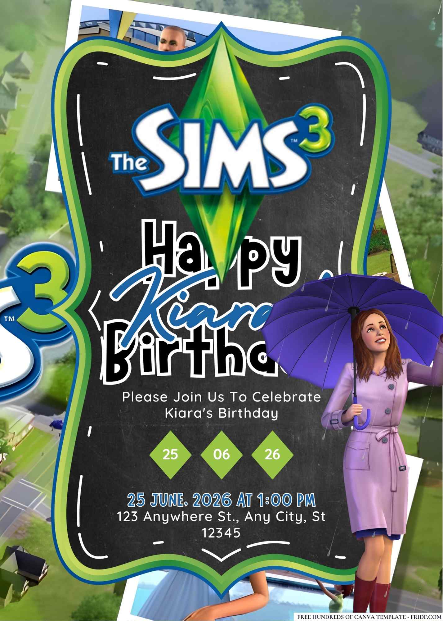 FREE Editable The Sims 3 Birthday Invitation