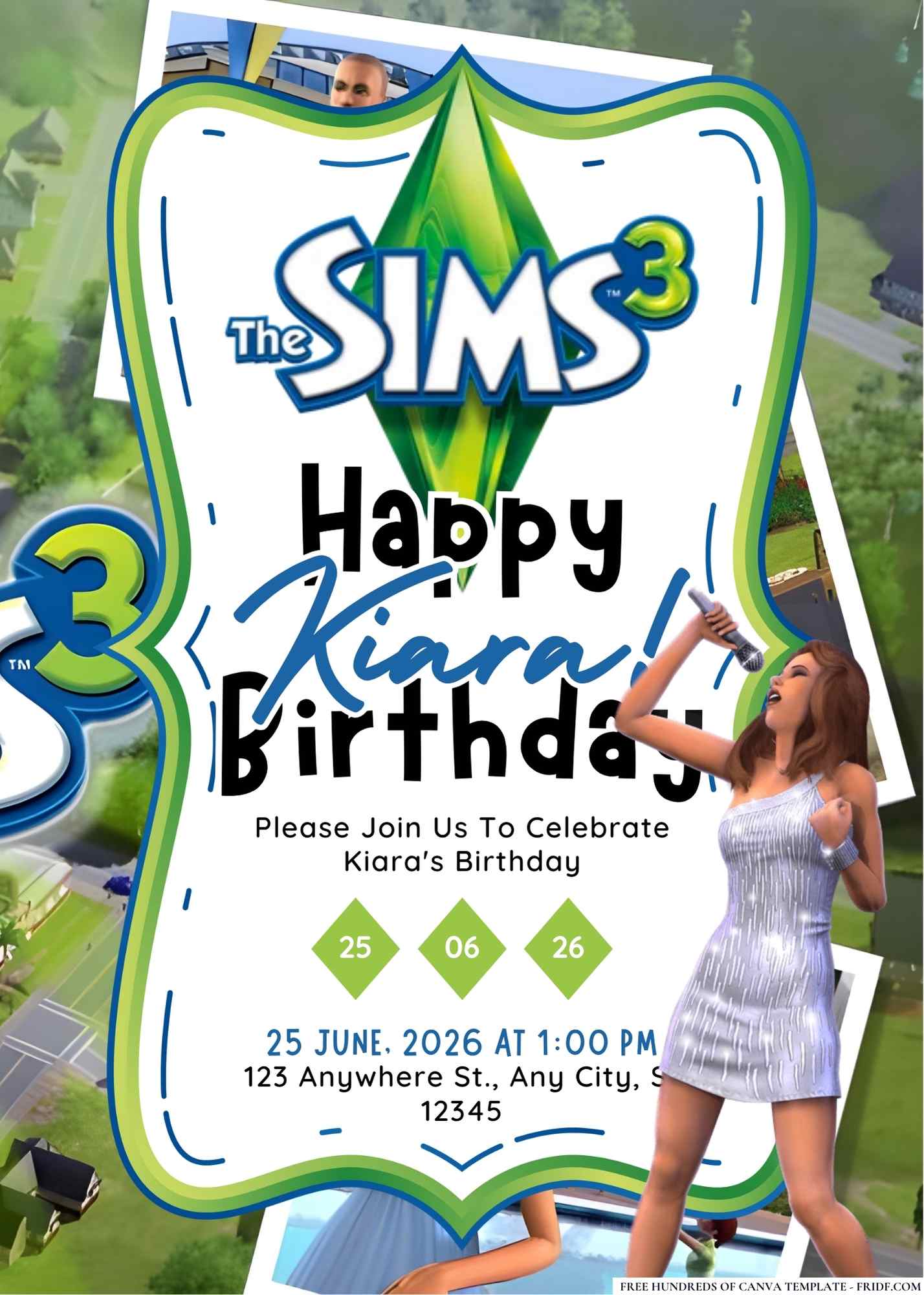 FREE Editable The Sims 3 Birthday Invitation