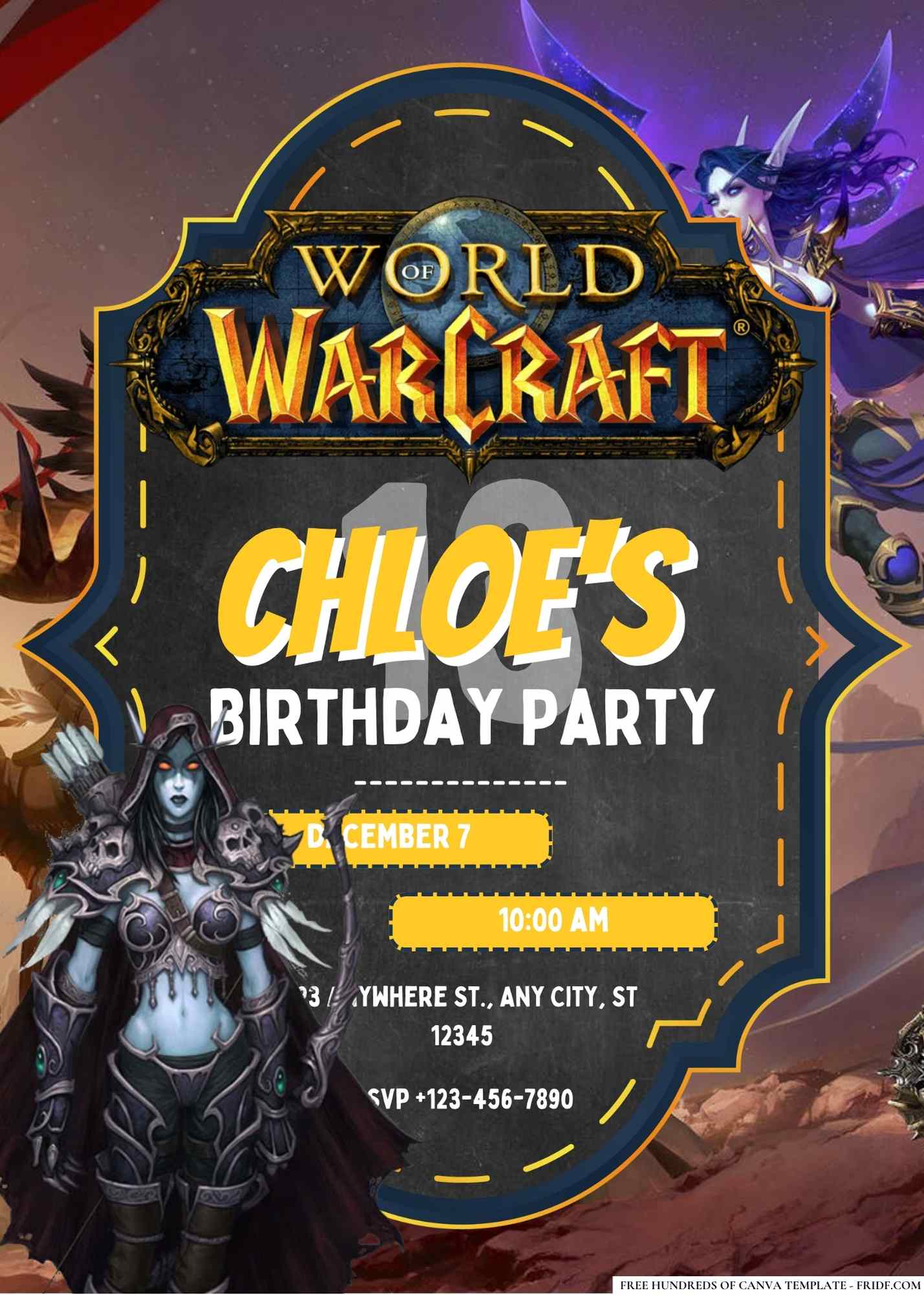 FREE Editable World of Warcraft Birthday Invitation 