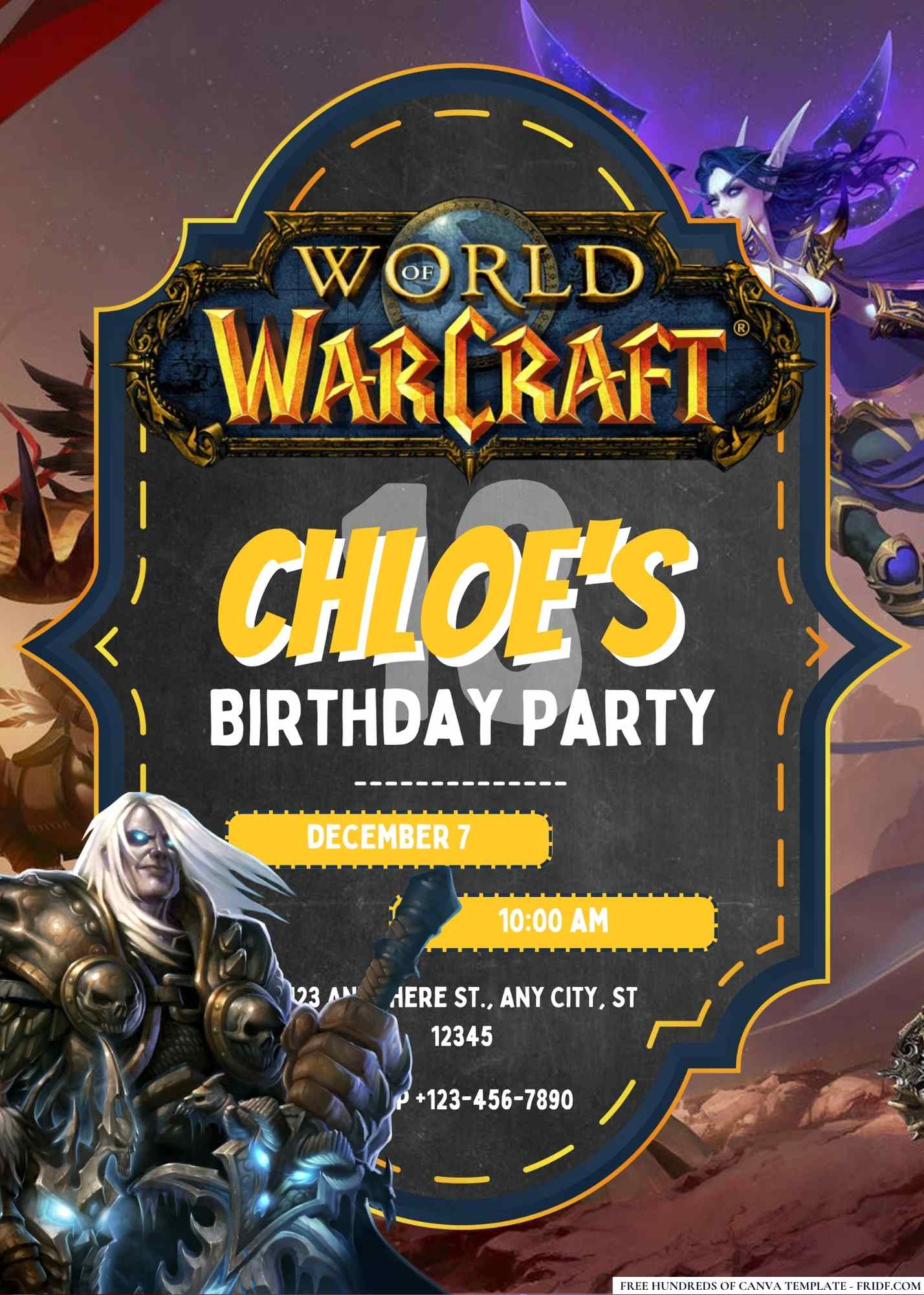 FREE Editable World of Warcraft Birthday Invitation 