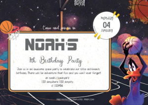 Free Editable PDF - Ball Party Space Jam Birthday Invitation Templates