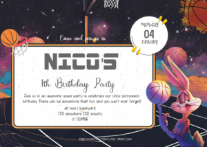 Free Editable PDF - Ball Party Space Jam Birthday Invitation Templates