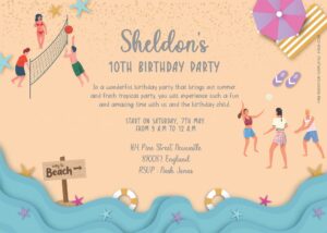 Free Editable PDF - Beach Party Birthday Invitation Templates