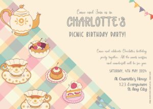 Free Editable PDF - Cute Picnic Party Birthday Invitation Templates