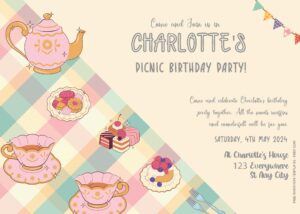 Free Editable PDF - Cute Picnic Party Birthday Invitation Templates