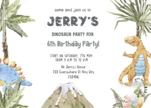 Free Editable PDF - Dinosaur Playground Birthday Invitation Templates