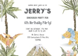 Free Editable PDF - Dinosaur Playground Birthday Invitation Templates