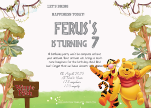 Free Editable PDF - Jungle Winnie The Pooh Birthday Invitation Templates