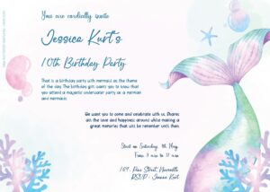 Free Editable PDF - Sparkling Mermaid Birthday Invitation Templates
