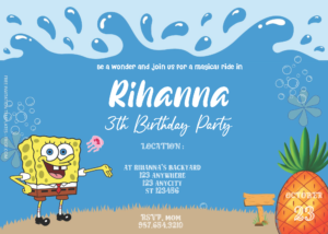 Free Editable PDF - Spongebob Squarepants Underwater Birthday Invitation Templates