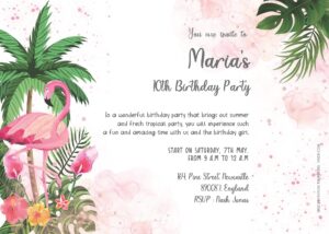 Free Editable PDF - Summer Flamingo Birthday Invitation Templates