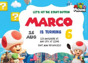 Free Editable PDF - Super Mario Wonderland Birthday Invitation Templates