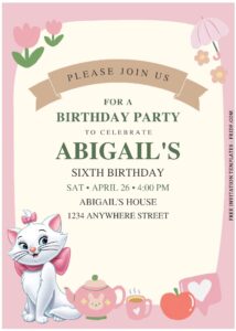 (Free Editable PDF) Cutie Marie The Aristocat Birthday Invitation Templates E