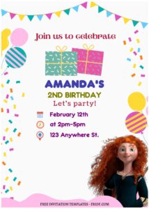 (Free Editable PDF) Merida Brave Kids Birthday Invitation Templates B