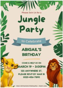 (Free Editable PDF) Lion King Birthday Invitation Templates D