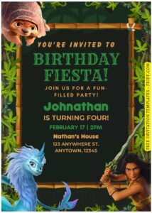 (Free Editable PDF) Greenery Jungle Raya & Dragon Birthday Invitation Templates D