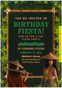 (Free Editable PDF) Greenery Jungle Raya & Dragon Birthday Invitation Templates E