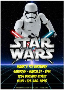 (Free Editable PDF) Epic Stormtrooper Star Wars Birthday Invitation Templates B