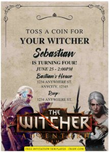 (Free Editable PDF) The Witcher 3 Quest Birthday Invitation Templates J