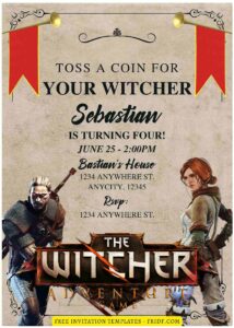 (Free Editable PDF) The Witcher 3 Quest Birthday Invitation Templates A