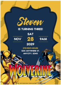 (Free Editable PDF) Awesome Wolverine Birthday Invitation Templates J