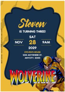 (Free Editable PDF) Awesome Wolverine Birthday Invitation Templates A
