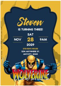 (Free Editable PDF) Awesome Wolverine Birthday Invitation Templates B