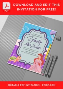 (Easily Edit PDF Invitation) Disney Little Mermaid Birthday Invitation C