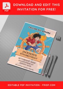 (Easily Edit PDF Invitation) Luffy & Friends One Piece Birthday Invitation G