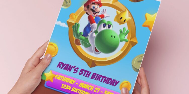 (Easily Edit PDF Invitation) Epic Super Mario Bros Birthday Invitation H