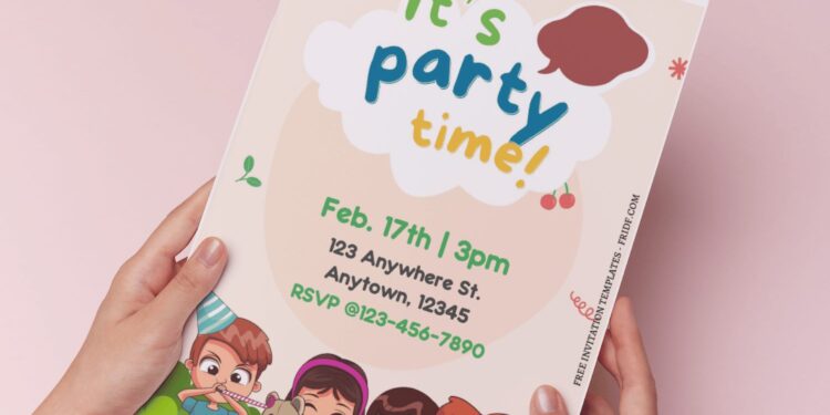 (Easily Edit PDF Invitation) Party Time Playground Birthday Invitation