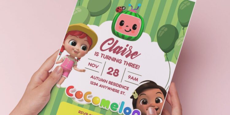 (Easily Edit PDF Invitation) Lovely Cocomelon Birthday Invitation