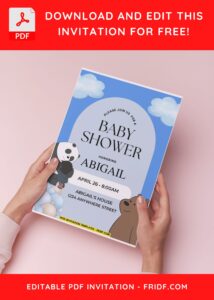 (Easily Edit PDF Invitation) We Bare Bears Kids Birthday Invitation H