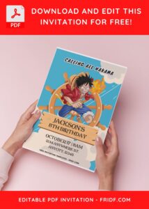 (Easily Edit PDF Invitation) Luffy & Friends One Piece Birthday Invitation H