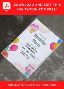 (Free Editable PDF) Cheerful Gabby Dollhouse Kids Birthday Invitation Templates I